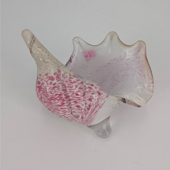 Hand Blown Glass Sea Shell Iris Bohemia Art Glass Czech Republic Pink Gold Coast - Picture 1 of 12